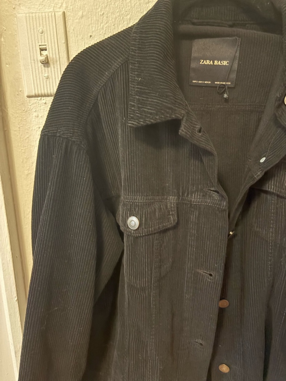 Zara Black Corduroy Button-Up Jacket - Picture 2 of 5